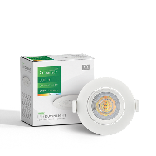 LED downlight Green Tech 800 lm, 9W, 3CCT, 3000K-4000-6500K, bijeli slika 3