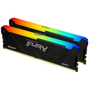 Kingston KF432C16BB2AK2/32 DDR4 32GB (2x16GB) 3200MHz [FURY BEAST RGB], Non-ECC UDIMM, CL16 1.35V, 288-Pin 1Rx8, Memory Kit, w/RGB Heatsink, XMP