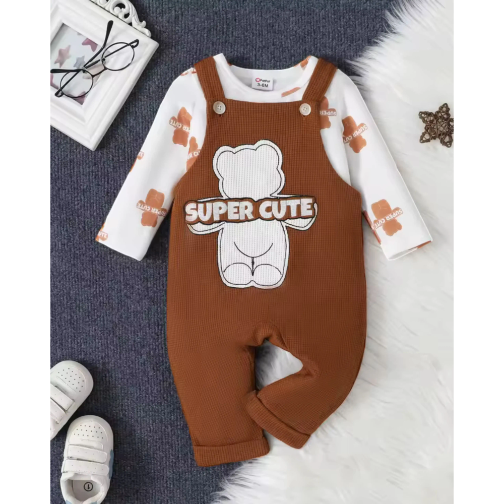 PatPat Komplet za bebe Medo, Braon slika 1