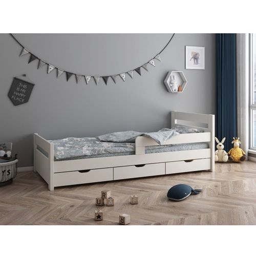 Drveni dečiji krevet Timmo sa tri fioke - 200x90cm - beli slika 4