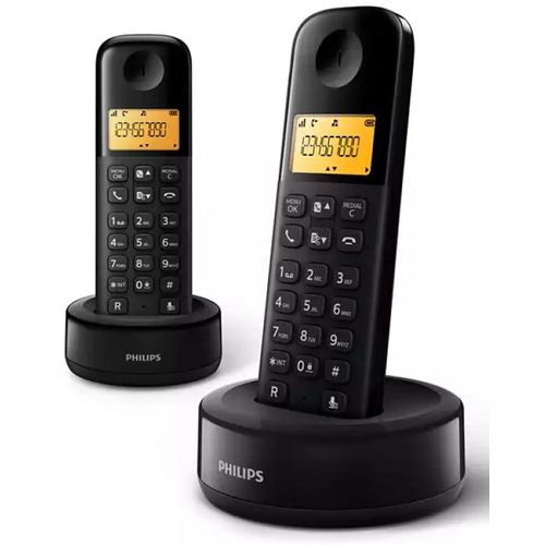 Fiksni bezicni telefon sa dve slusalice Philips D160 DUO Ekran 1.6inc, Black slika 1