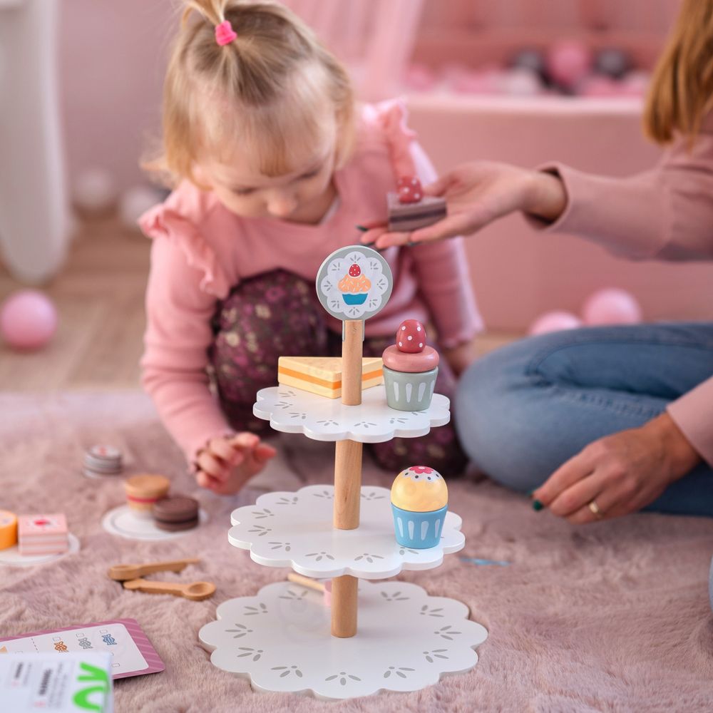 Tooky toy tanjur za slatkiše, drveni stalak, cupcakes, kolači slika 7