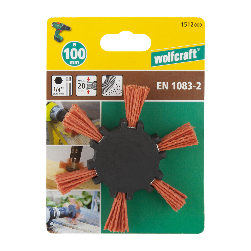 Wolfcraft Četka Lepezasta Najlonska Gruba fi 100x23/20x1,2 mm Prihvat 1/4" - 1512000 slika 3