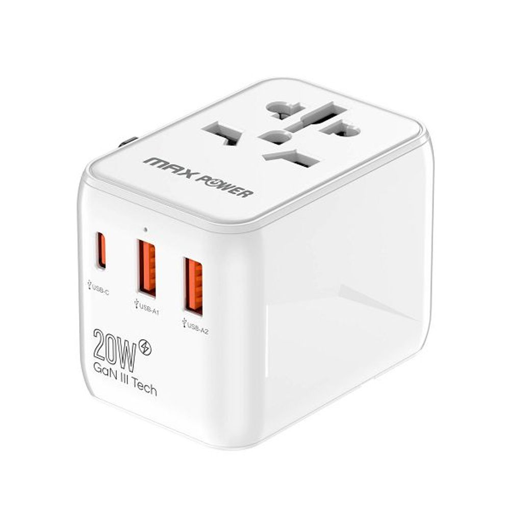 MAXPOWER ADAPTER PUTNI 635DQ Gan 1XPD Type C+2X USB A,20W BIJELI slika 3