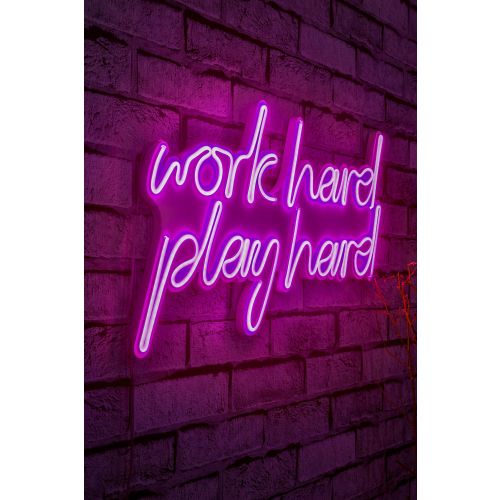 Wallity Ukrasna plastična LED rasvjeta, Work Hard Play Hard - Pink slika 9