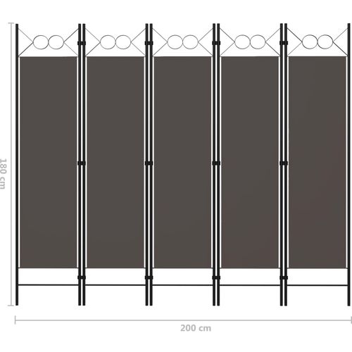 Sobna pregrada s 5 panela antracit 200 x 180 cm slika 12