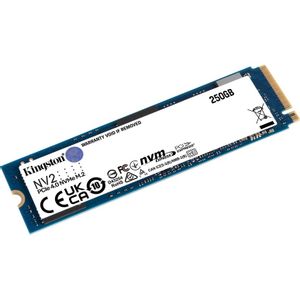 Kingston SNV2S/250G M.2 NVMe 250GB SSD, NV2, PCIe Gen 4x4, Read up to 3,500 MB/s, Write up to 1,300 MB/s, (single sided), 2280