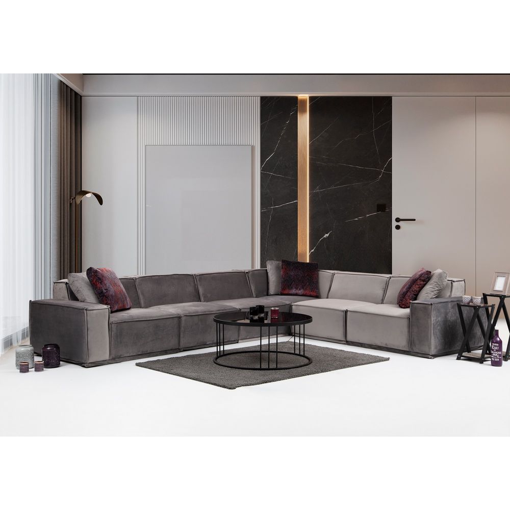 Lego Corner 2 (L1-O1-O1-C-O1-1R) Sivi Kutni Sofa slika 1