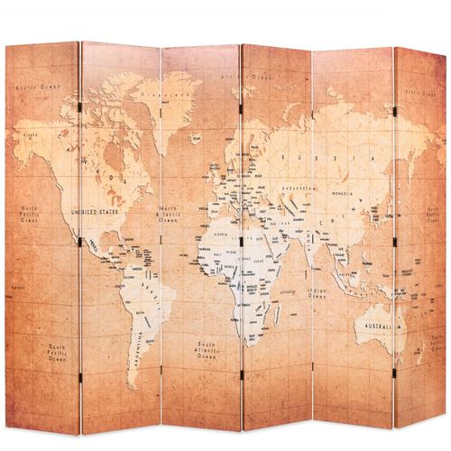 Sklopiva sobna pregrada s kartom svijeta 228 x 170 cm žuta slika 18