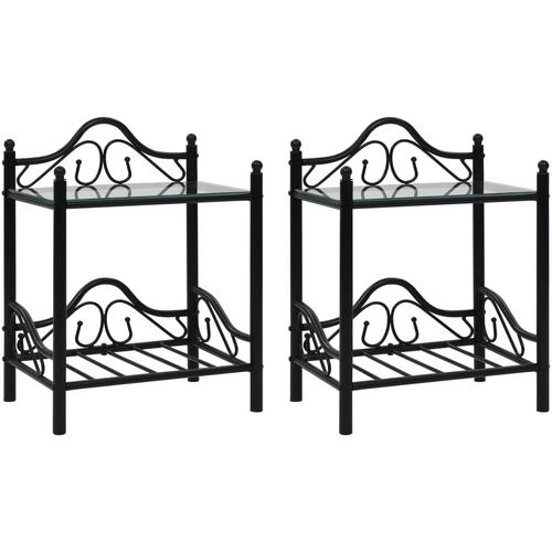 Okvir za krevet s 2 noćna ormarića crni metalni 160 x 200 cm slika 36