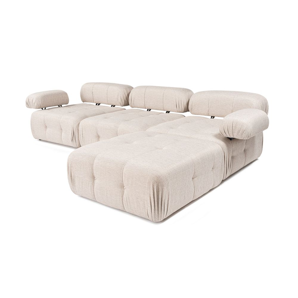 Doblo 3 Sjedala sa Pouffom (L1-O1-1R-Pouffe) - Svijetlosmeđi Kutni Sofe slika 12
