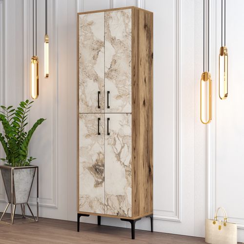 Woody Fashion Ormar za cipele, Berlin A - Walnut, White Marble slika 1