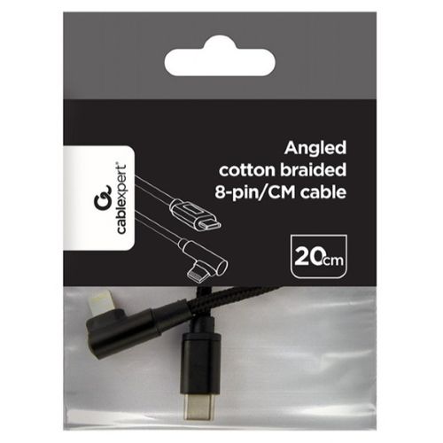 CC-USB2-CMLML-0.2M Gembird Kabl USB-C na 8pin pod uglom 0,2m Black slika 1