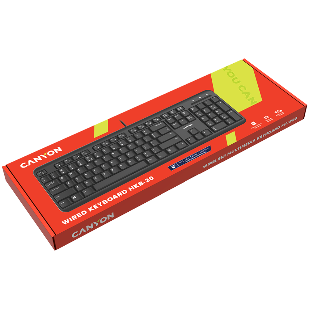 CANYON HKB-20: Žična tastatura sa Silent prekidačima, 105 tastera, crna slika 4