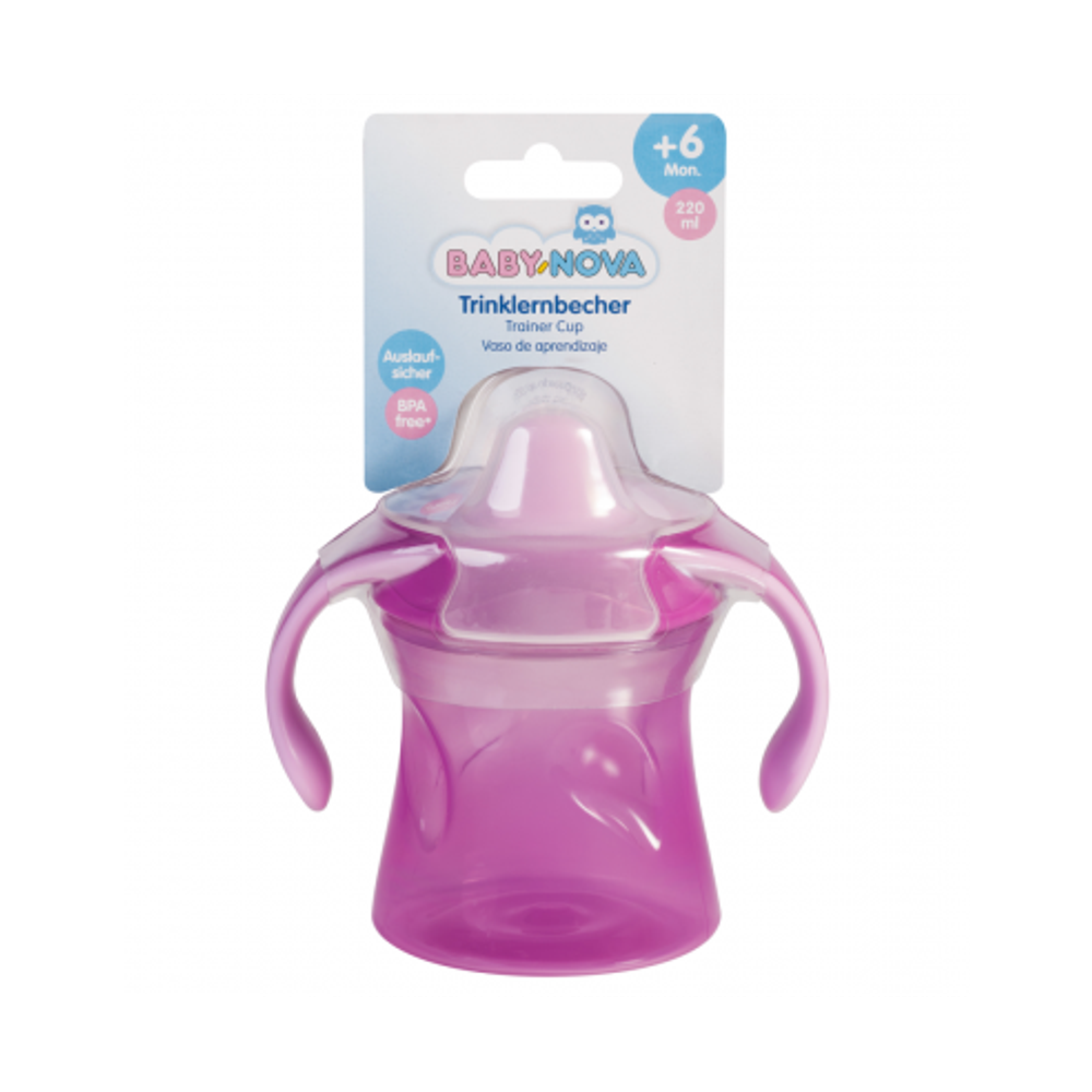 BABY NOVA Čaša za učiti piti Baby Trainer Cup 6m+ 220ml, Roza slika 2
