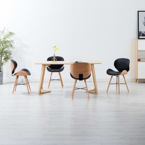 Blagovaonske stolice od umjetne kože i drva 4 kom crne slika 13