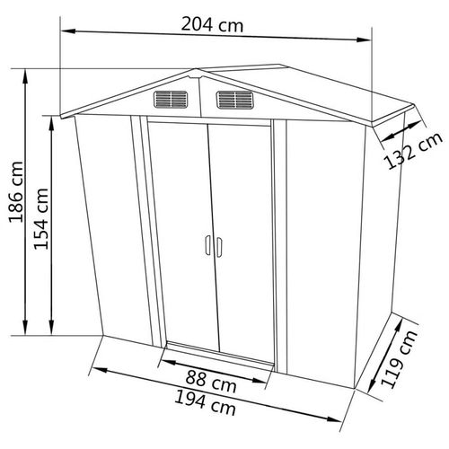 Vrtna kućica za pohranu zelena metalna 204 x 132 x 186 cm slika 17