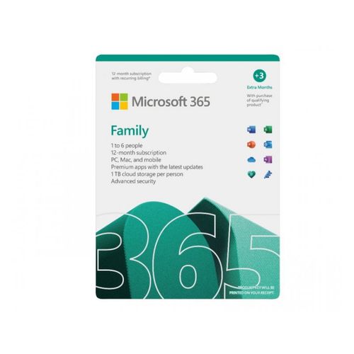 Microsoft 6GQ-01890 M365 Family English Sub1YR Central / Eastern Europe Only Medialess P10 slika 1