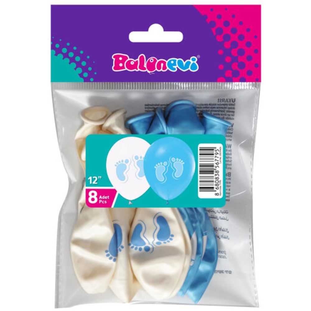 Baloni set 8/1 30 cm BLUE TINY FEET slika 1