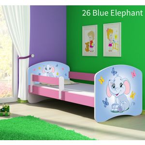 Dječji krevet ACMA s motivom, bočna roza 140x70 cm 26-blue-elephant