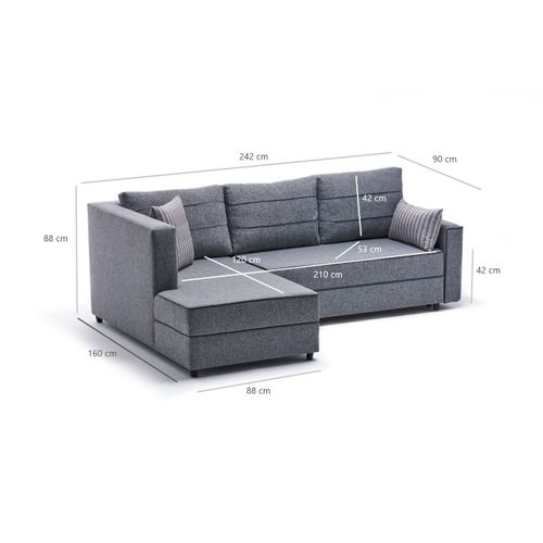 Atelier Del Sofa Ece Left - Sivi ugao kauč na razvlačenje slika 9