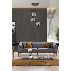 Opviq Ring 3 LÃ¼ Tepsili FÃ¼me CamlÄ± Siyah SarkÄ±t Black Chandelier