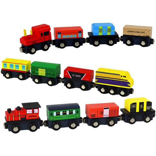 Drvena lokomotiva - Mješoviti set od 12 komada slika 2