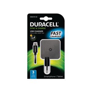 Duracell Punjač – Uni 1xUSB +MicroUSB cable- 2.4A - Black 