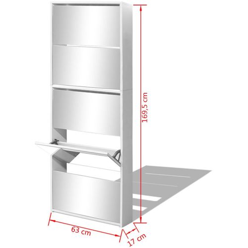 Ormarić za Cipele 5-dijelni sa Ogledalom Bijeli 63x17x169.5 cm slika 11