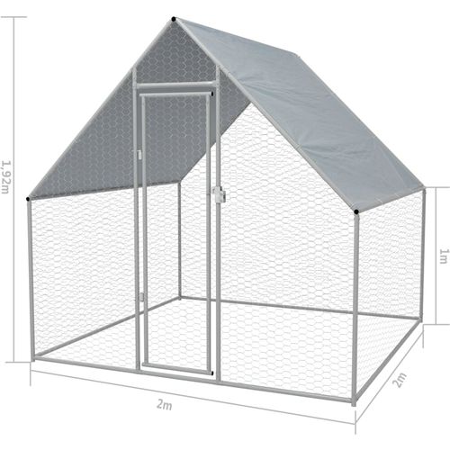 Vanjski kokošinjac od pocinčanog čelika 2x2x1,92 m slika 25