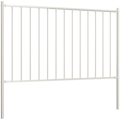 Panel za ogradu sa stupovima čelični 1,7 x 1 m bijeli slika 2