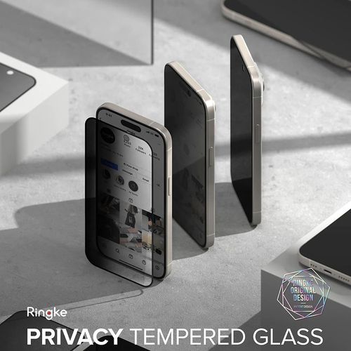 Ringke Cover Display ID Glass kaljeno staklo za iPhone 15 -Privacy slika 4