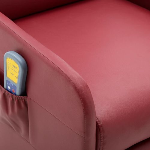 Masažna fotelja od umjetne kože crvena boja vina slika 30