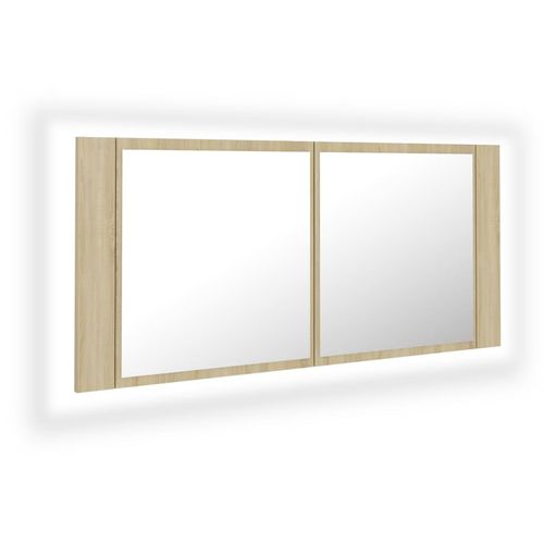 LED kupaonski ormarić s ogledalom boja hrasta 100 x 12 x 45 cm slika 11