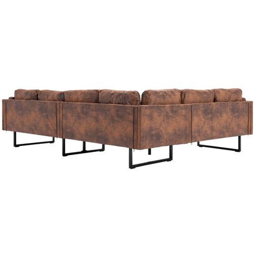 Kutna sofa od umjetne brušene kože smeđa slika 35