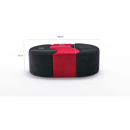 Atelier Del Sofa Tabure, Crno Crvena, Alya Puf - Black, Red slika 7