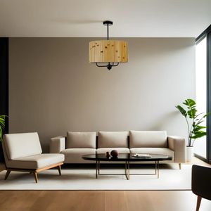 Elegantni Bambu 02 Abajurlu 3 Lü Sarkıt Avize u Oak Black