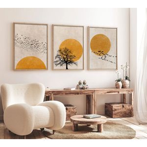 Huhu147 - Dekorativna Slika u Okviru od MDF-a 50 x 35 Multicolor (Set od 3 Komada)