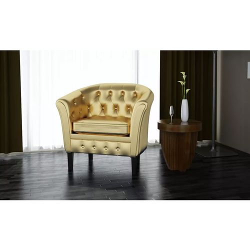 Fotelja od umjetne kože zlatna slika 8
