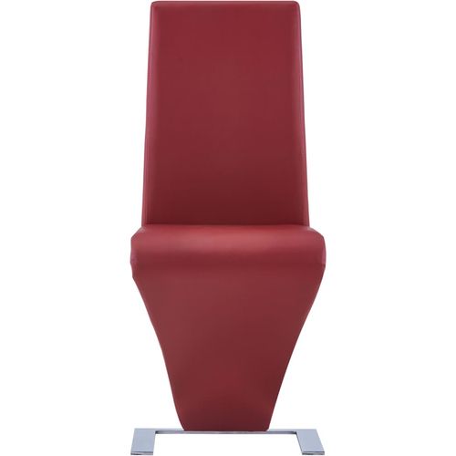 Blagovaonske stolice cik-cak oblika od umjetne kože 4 kom crvene slika 11
