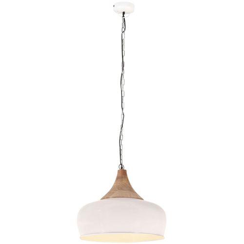 Industrijska viseća svjetiljka bijela 45 cm E27 željezo i drvo slika 5