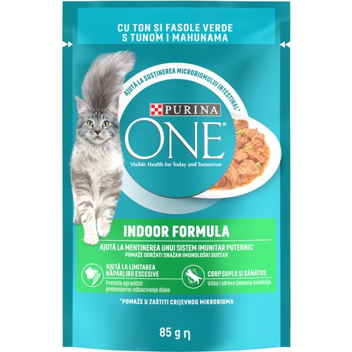 PURINA ONE® INDOOR FORMULA mini fileti u umaku s tunom i mahunama, 26x85 g slika 1