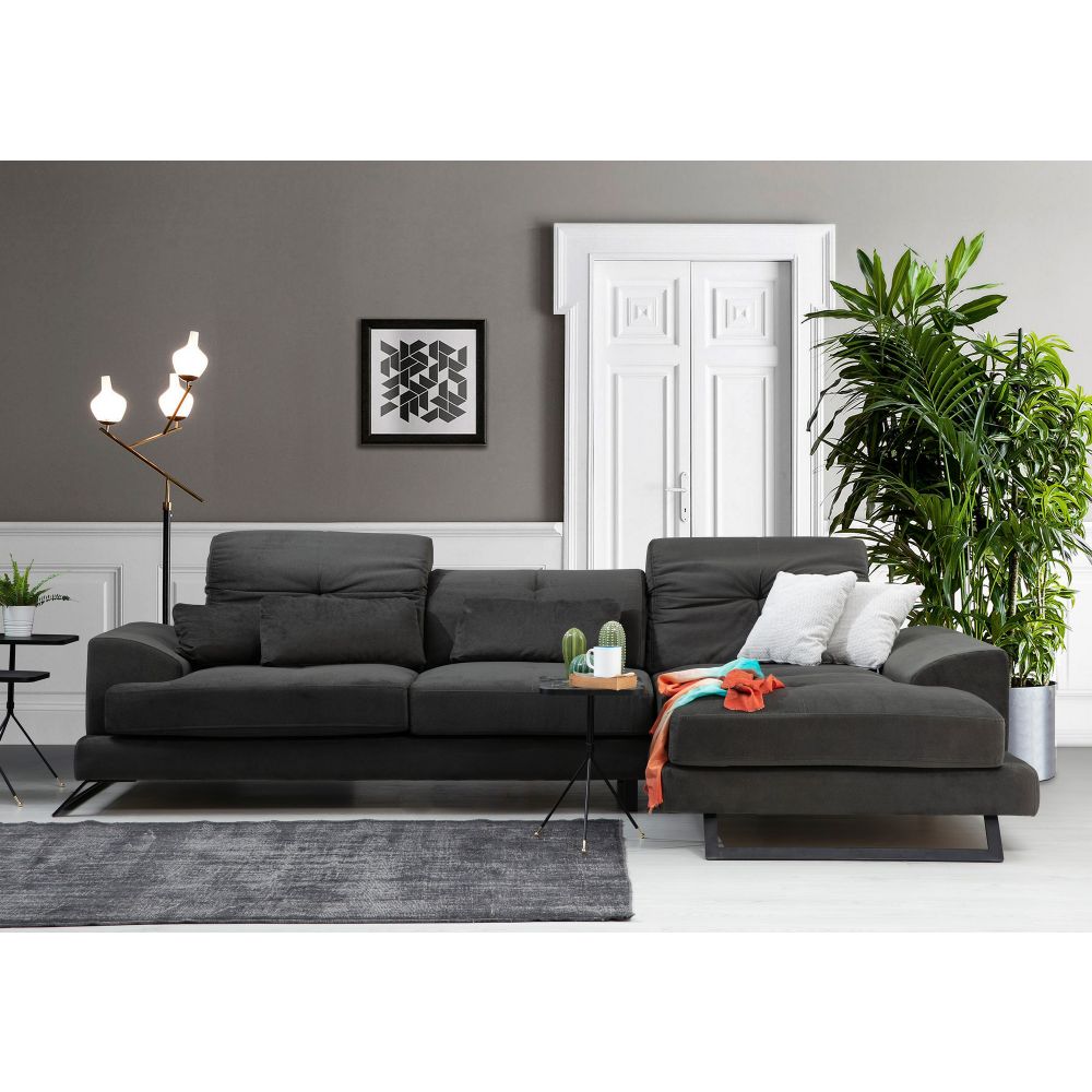 Ugaona Sofa Frido Corner Right (L3+Chl) u Antracit Boji slika 4