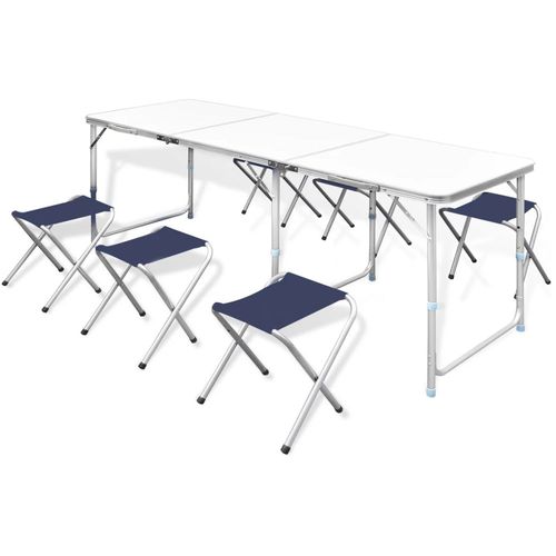 Sklopivi set stola za kampiranje i 6 stolaca podesiva visina 180x60 cm slika 11