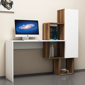 Açelya - Walnut, White WalnutWhite Study Desk