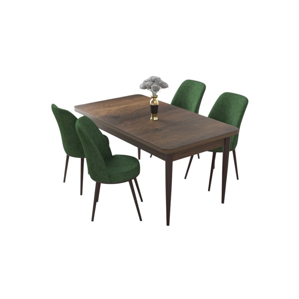 Nil - Baroque, Khaki Baroque Set Trpezarijskog Stola i Stolica (5 Komada) slika 2