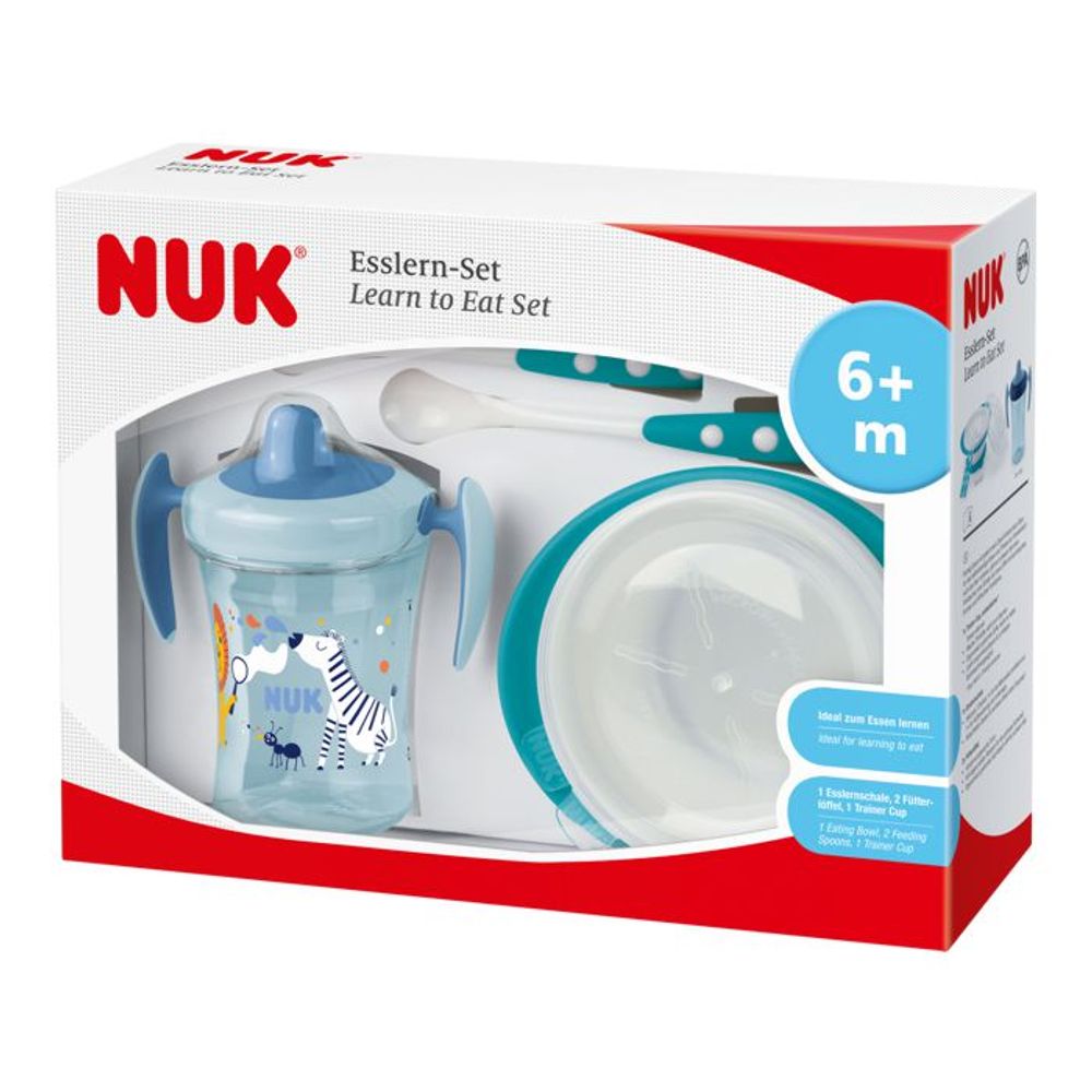 NUK Set posuđa za bebe Learn to Eat, Blue slika 2
