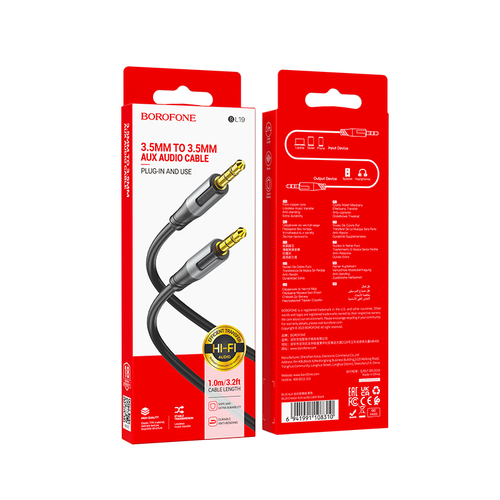 Borofone kabel BL19 Creator - 3,5 mm jack na 3,5 mm jack - 1 metar crni slika 5