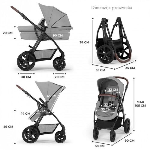 Kinderkraft Kolica Moov CT 3u1, siva slika 2