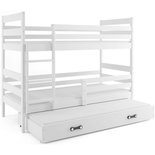 Drveni dečiji krevet na sprat Erik sa tri kreveta - 160x80 - beli-beli slika 2
